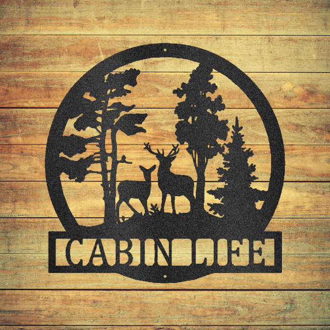 Deer in the Woods Custom Steel Sign