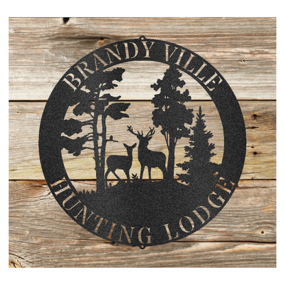 Custom Deer Scene Steel Sign