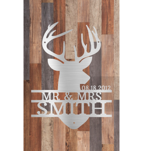 Custom Deer Bust Metal Sign