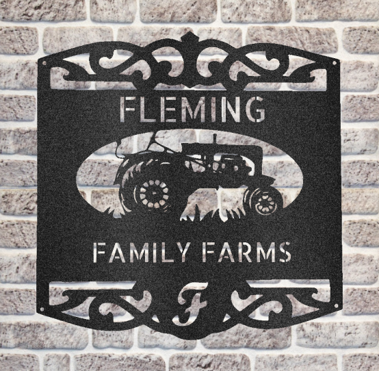 Family Farm Classic Tractor Personalized Steel Sign