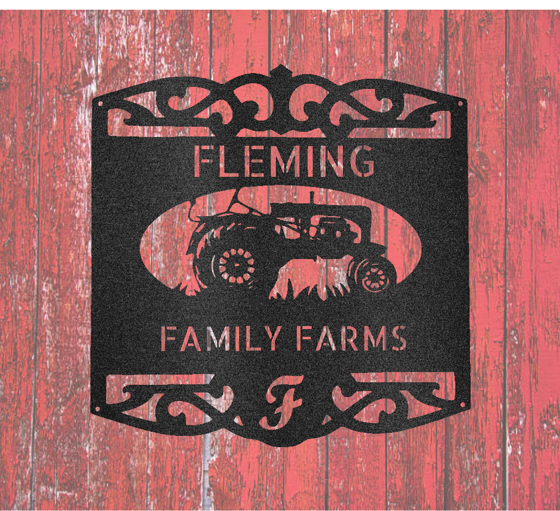 Family Farm Classic Tractor Personalized Steel Sign