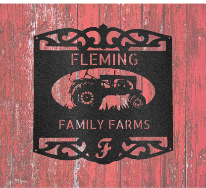 Family Farm Classic Tractor Personalized Steel Sign